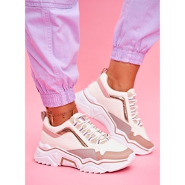 Calzado deportivo de mujer Rollen blanco y beige marrón 1