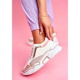 Calzado deportivo de mujer Rollen blanco y beige marrón 2