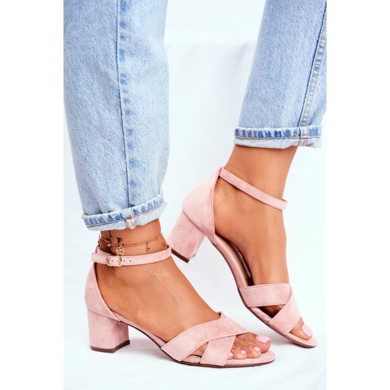 SEA Sandalias de ante en una barra Pink Nela rosado 2