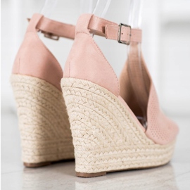 SHELOVET Sandalias de cuña caladas rosado 3