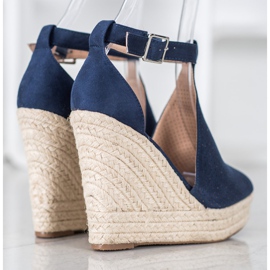 SHELOVET Sandalias de cuña caladas azul 4