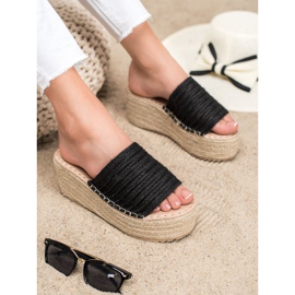 SHELOVET Sandalias de cuña trenzadas negro 4
