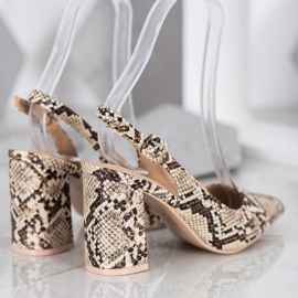 Comer Zapatos de salón clásicos con tacón abierto beige multicolor 4