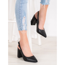 Comer Zapatos de salón clásicos con tacón abierto negro 4