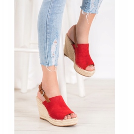 Small Swan Sandalias de gamuza de moda rojo 3