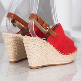 Small Swan Sandalias de gamuza de moda rojo 1