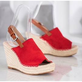 Small Swan Sandalias de gamuza de moda rojo 2