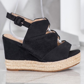 Small Swan Sandalias de cuña de moda negro 2