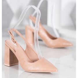 Comer Zapatos de salón clásicos con tacón abierto beige 4