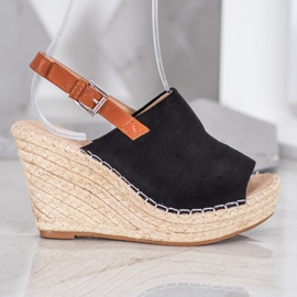 Small Swan Sandalias de gamuza de moda negro 3