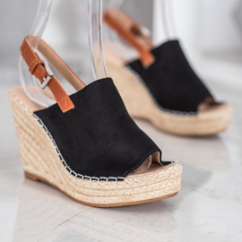 Small Swan Sandalias de gamuza de moda negro 5