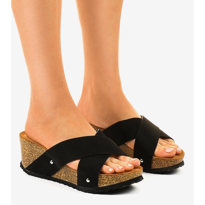 Zapatillas negras GU53 en la cuña negro 1