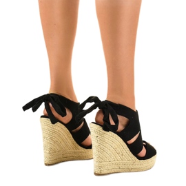 Sandalias cuña alpargatas negras 77-77 negro 3