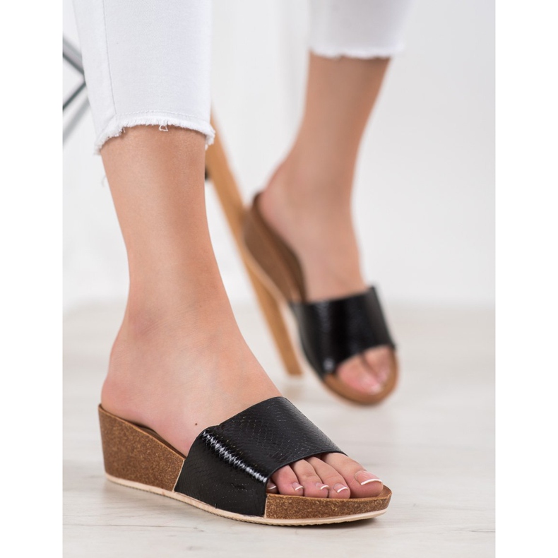 Small Swan Zapatillas de cuero ecológico negro 1