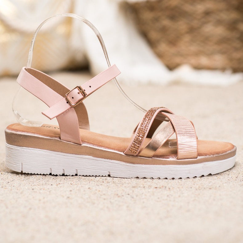 Small Swan Sandalias cómodas con circonita cúbica amarillo 2