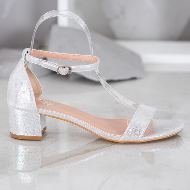 Small Swan Sandalias de piel ecológica brillante gris 2