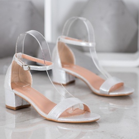 Small Swan Sandalias de piel ecológica brillante gris 3