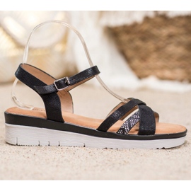 Small Swan Sandalias de cuña baja negro 5
