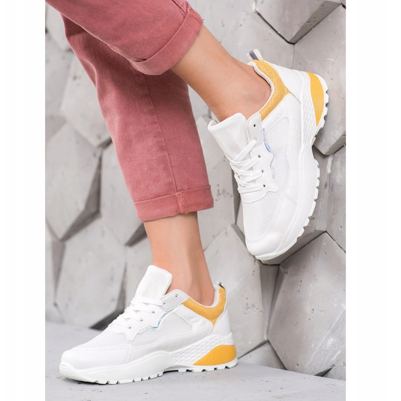 SHELOVET Zapatillas con inserciones de color naranja brillante blanco 1