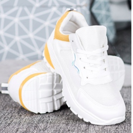 SHELOVET Zapatillas con inserciones de color naranja brillante blanco 2