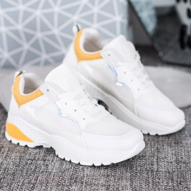 SHELOVET Zapatillas con inserciones de color naranja brillante blanco 3