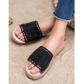 Small Swan Pantuflas con Cristales negro 2 Small Swan Pantuflas con Cristales negro 2