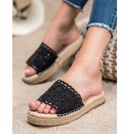 Small Swan Pantuflas con Cristales negro 4