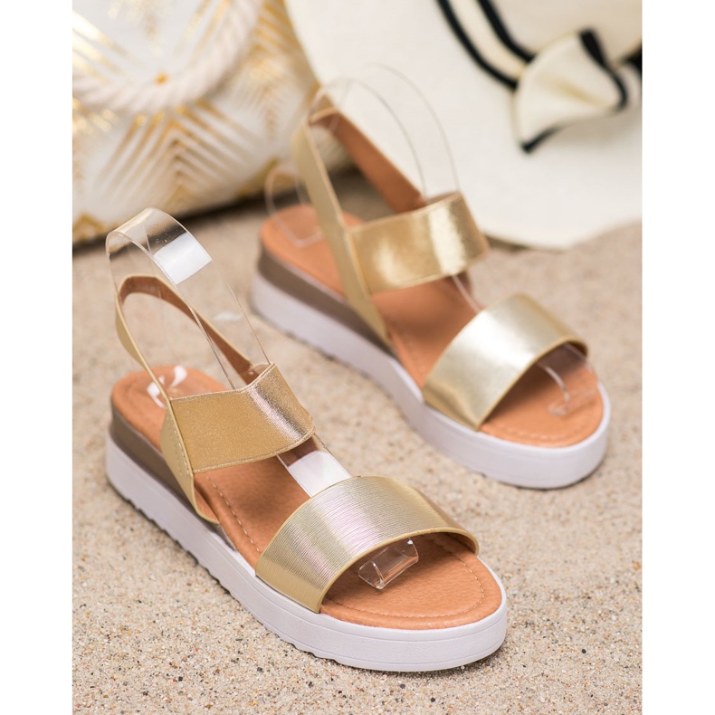 SHELOVET Sandalias doradas en la plataforma dorado 2