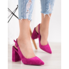 Comer Zapatos de salón clásicos con tacón abierto rosado 5