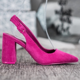Comer Zapatos de salón clásicos con tacón abierto rosado 3