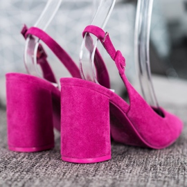 Comer Zapatos de salón clásicos con tacón abierto rosa 1