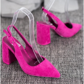 Comer Zapatos de salón clásicos con tacón abierto rosado 4
