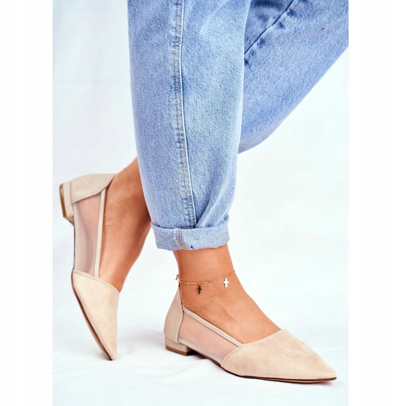 EVE Bailarinas De Mujer Con Malla Ante Fibe Beige 1