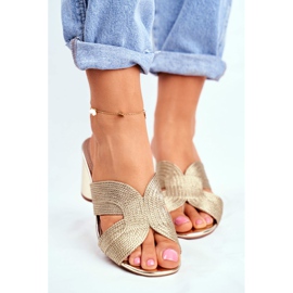 S.Barski Pantuflas De Mujer En El Tacón Slip Dorado Invitado 2