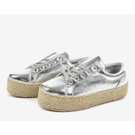 Alpargatas plateadas con cordones 6220 gris 3