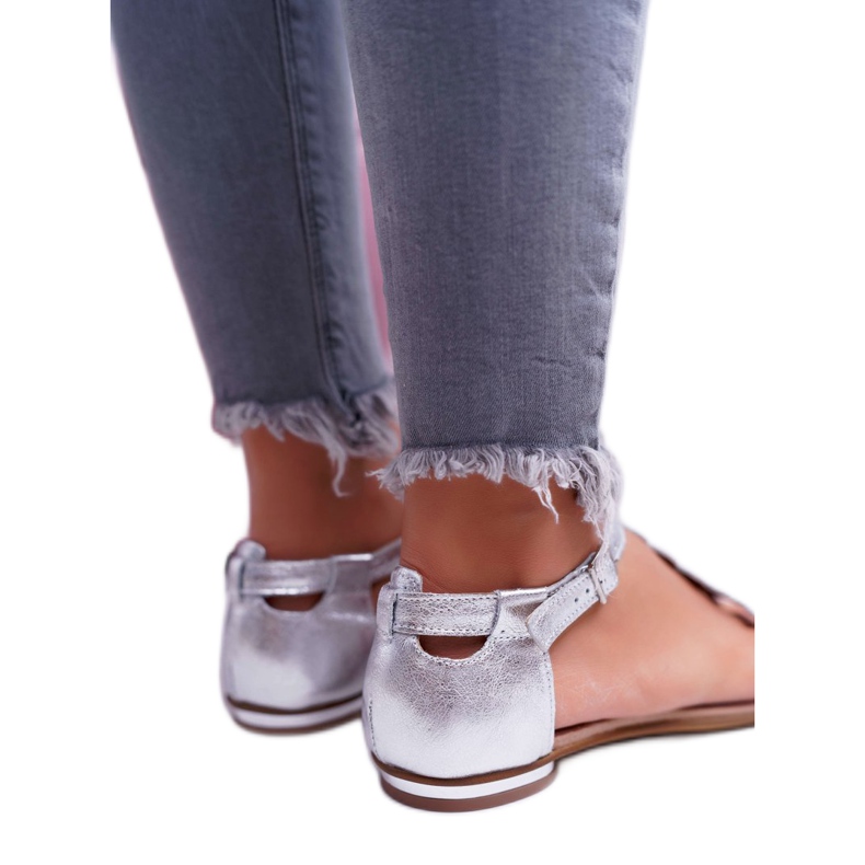 Sandalias Mujer Piel Planas Plata Nicole 2403 Melbourne gris 3