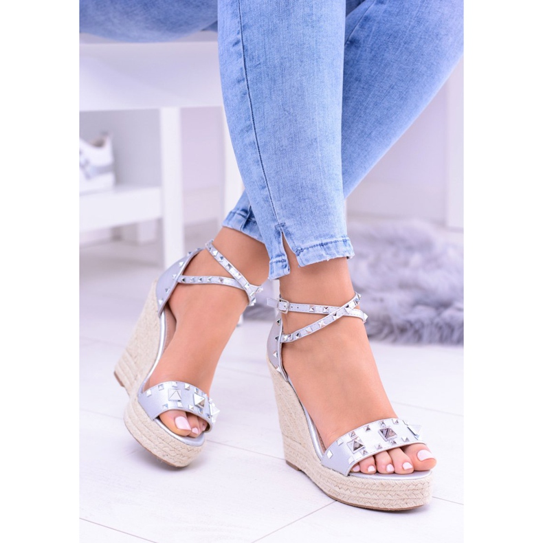Sandalias Plata Mujer Tachuelas Alpargatas Jet Mariko gris 1