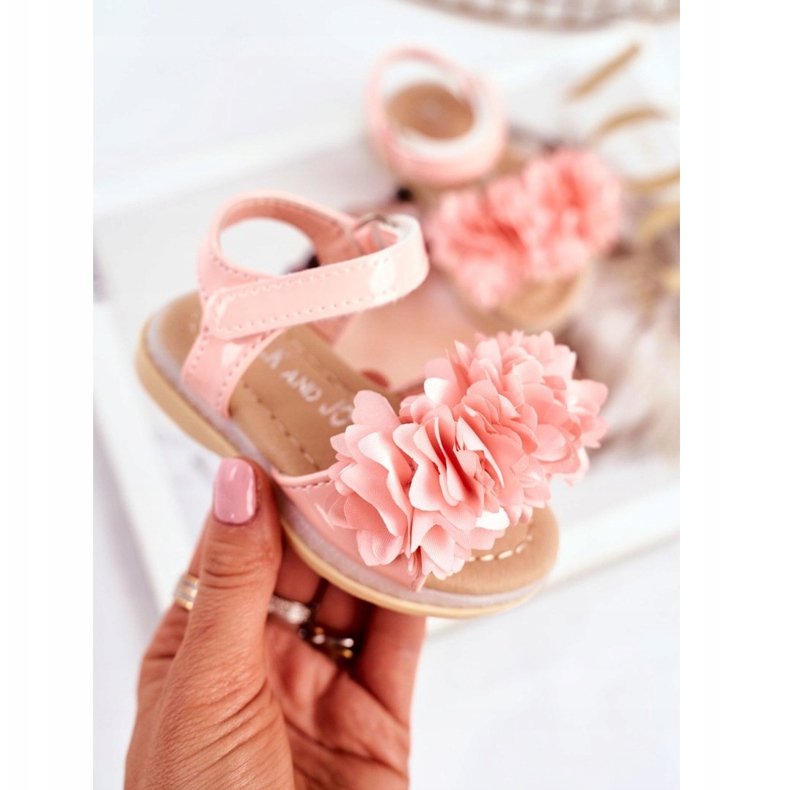 FRROCK Sandalias Infantiles Con Velcro Rosa Brillante Milena 2