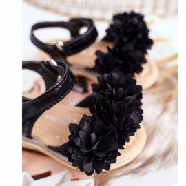 FRROCK Sandalias Infantiles Con Velcro Negro Brillante Milena 3