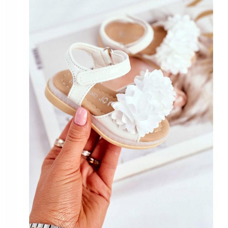 FRROCK Sandalias Infantiles Con Velcro Blanco Brillante Milena 1