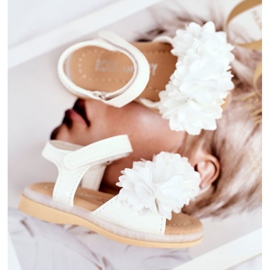 FRROCK Sandalias Infantiles Con Velcro Blanco Brillante Milena 4