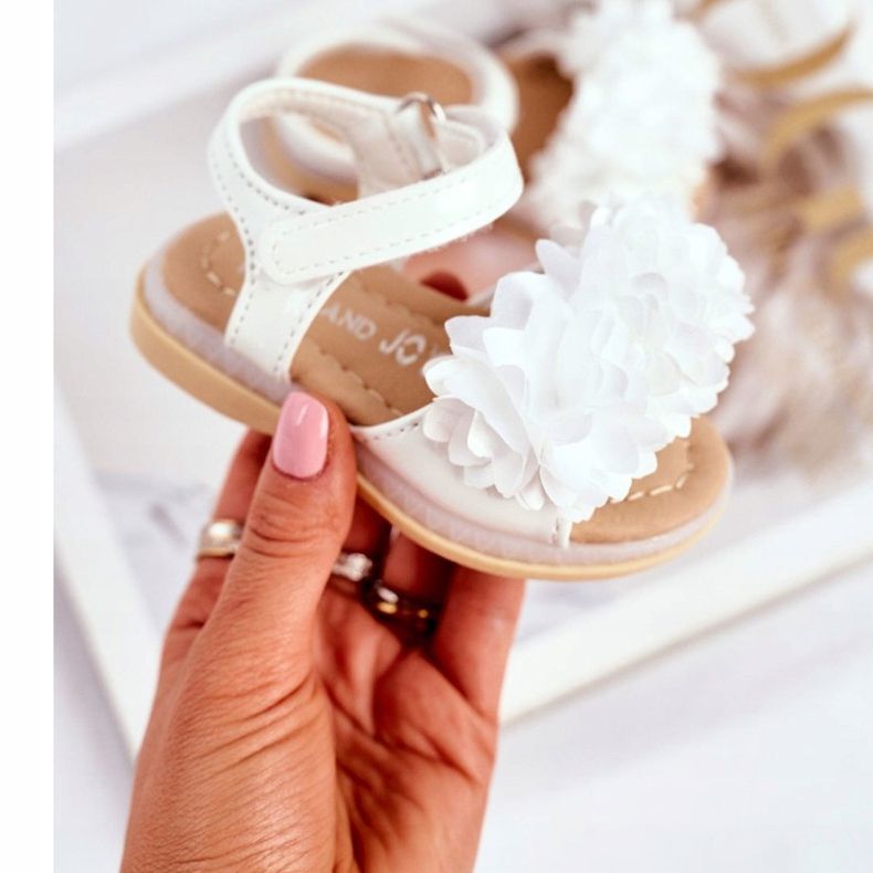 FRROCK Sandalias Infantiles Con Velcro Blanco Brillante Milena 2