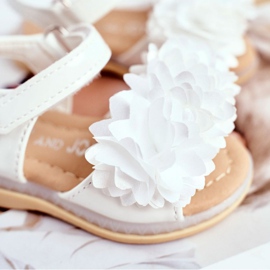 FRROCK Sandalias Infantiles Con Velcro Blanco Brillante Milena 3