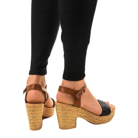Sandalias negras de tacón 150-614 marrón negro 3