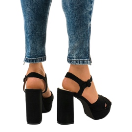 Sandalias negras en el poste eco-gamuza 63-202 negro 3