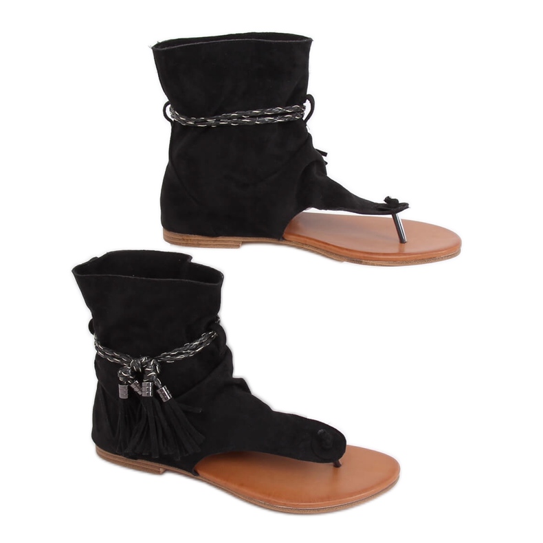 SEA Sandalias de Mujer Chanclas con Caña Negro SL1011 Madrit 2