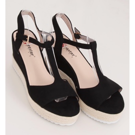 Black GG-60P Sandalias de cuña negras negro 1