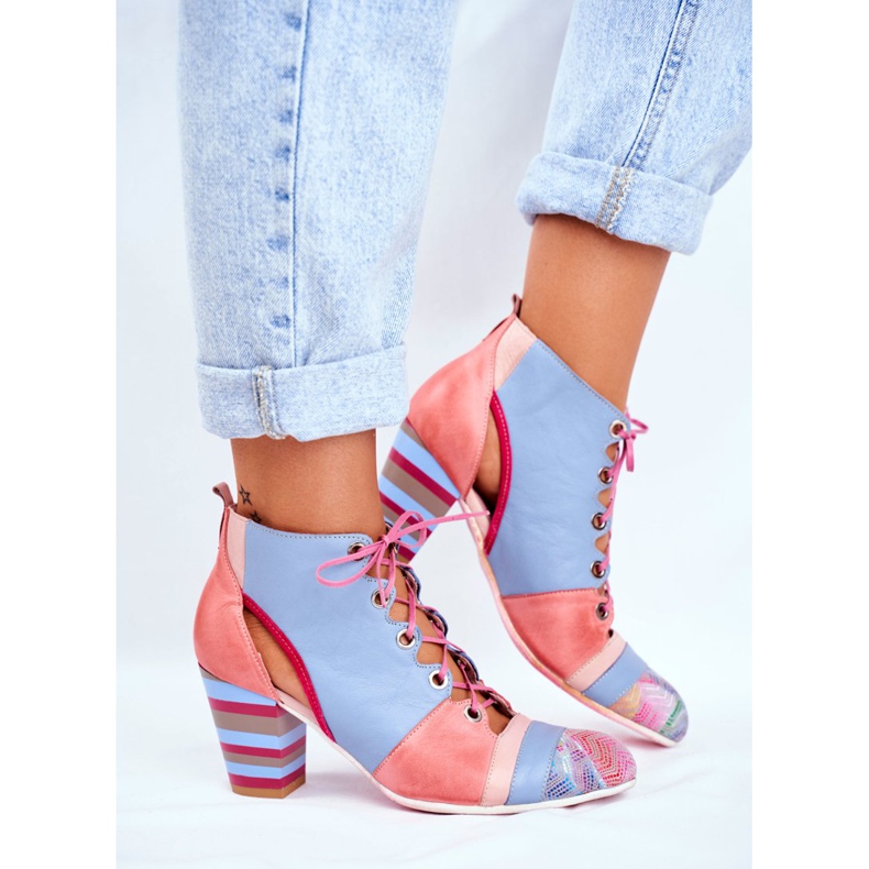 Mujer Botas Con Tacón Cuero Maciejka Primavera 03938-15 azul rosa 2