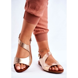 Sandalias Mujer Laura Messi 1116 Cuero Dorado Vollare 3