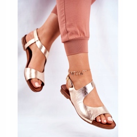 Sandalias Mujer Laura Messi 1116 Cuero Dorado Vollare 5